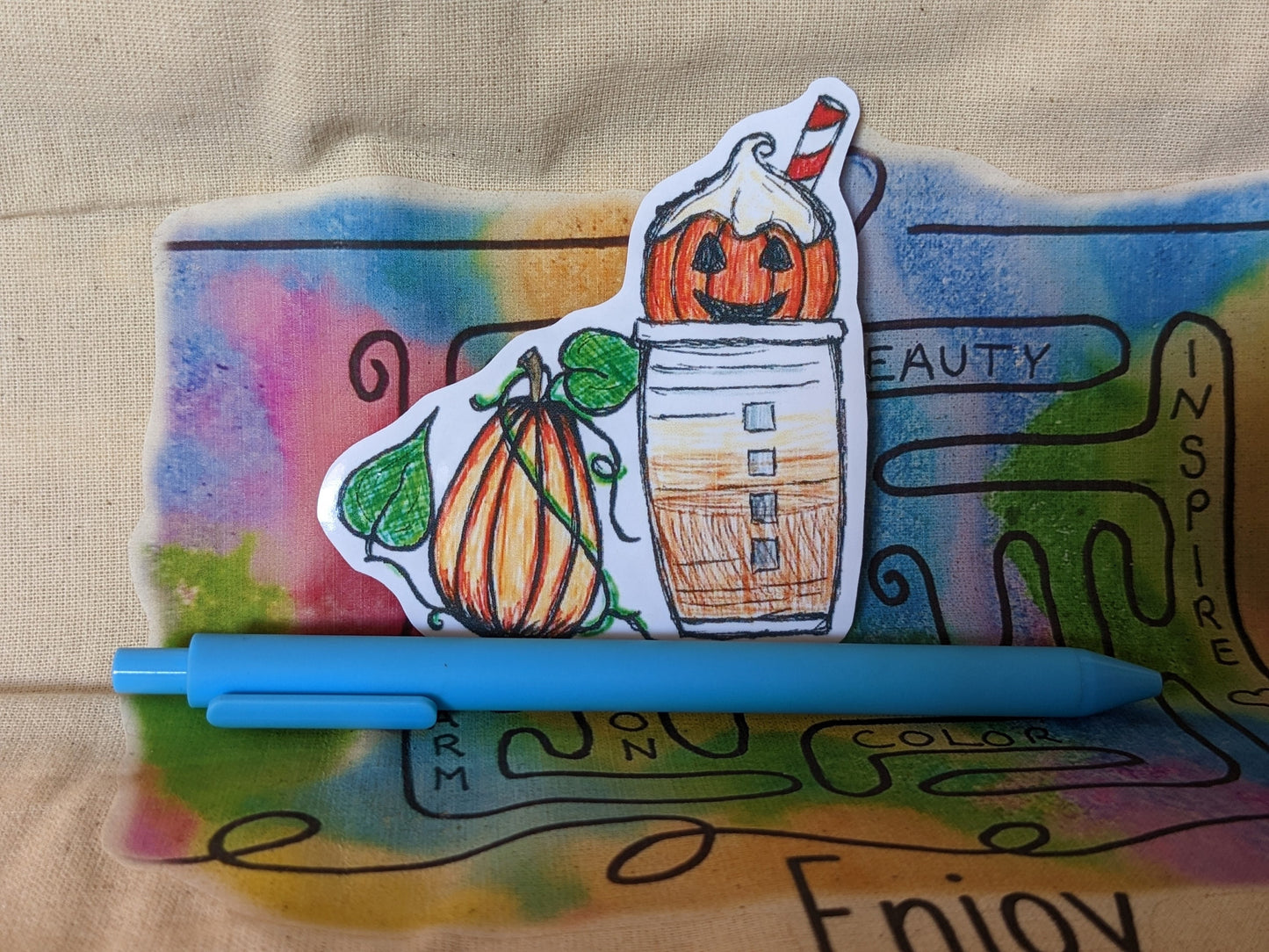 Pumpkin spice latte sticker - pumpkins - iced latte