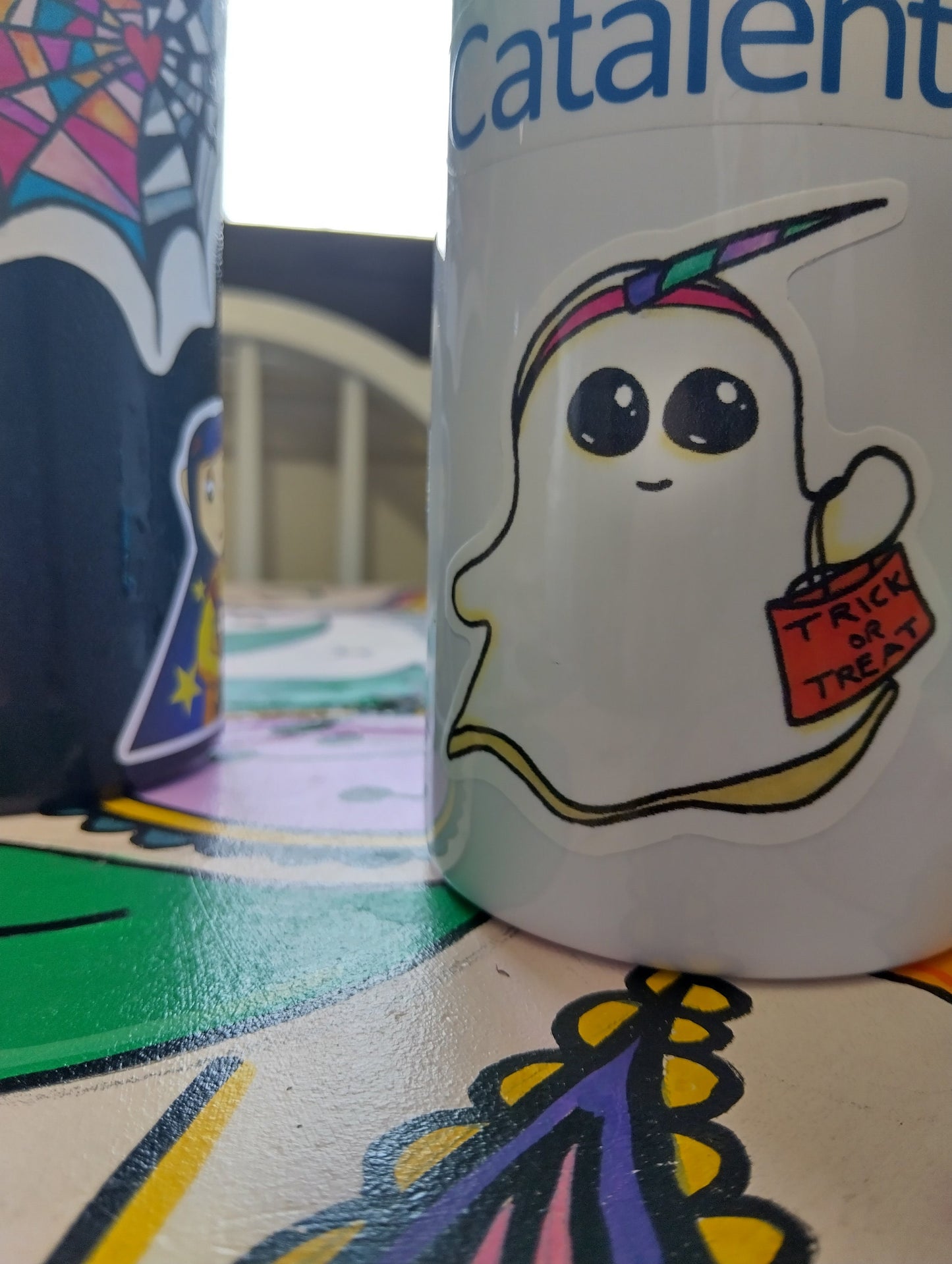 Unicorn Ghost sticker - ghost trick or treating - Halloween sticker