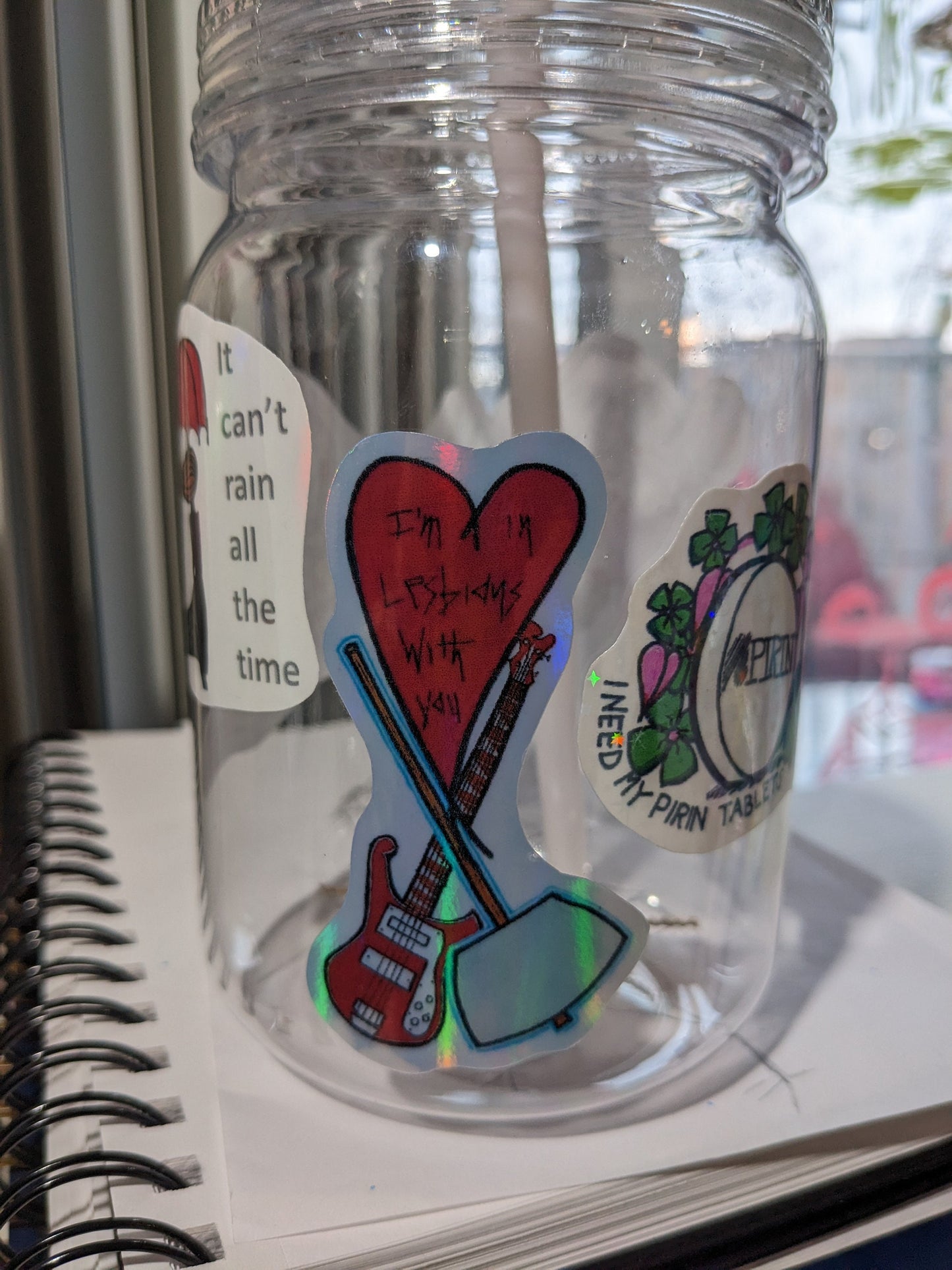 Scott Pilgrim vs the World sticker - Ramona Flowers hammer - I'm in lesbians with you