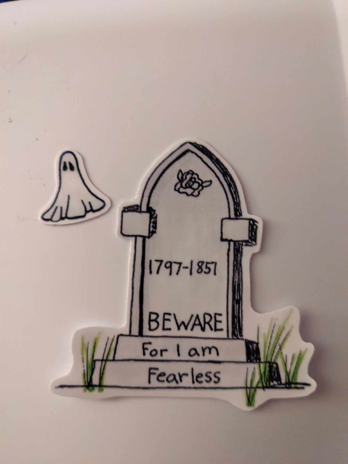 Mary Shelley Tombstone sticker - dark comedy - cemetery stone