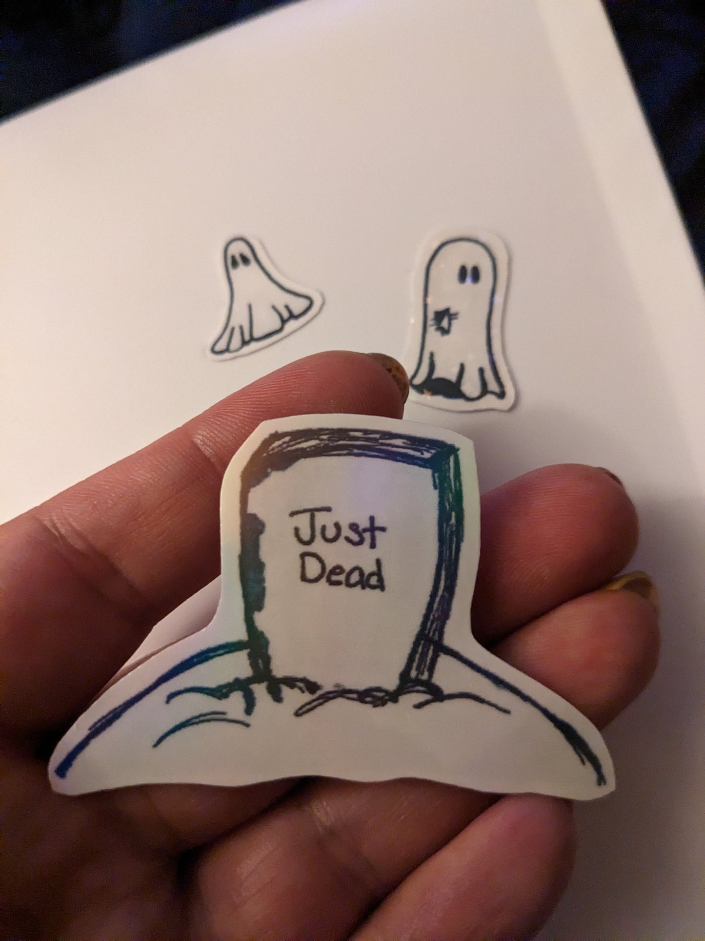 Just Dead Tombstone sticker - dark comedy - cemetery stone sticker