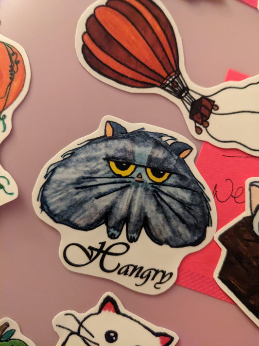 Cat sticker - Hangry - funny cat sticker