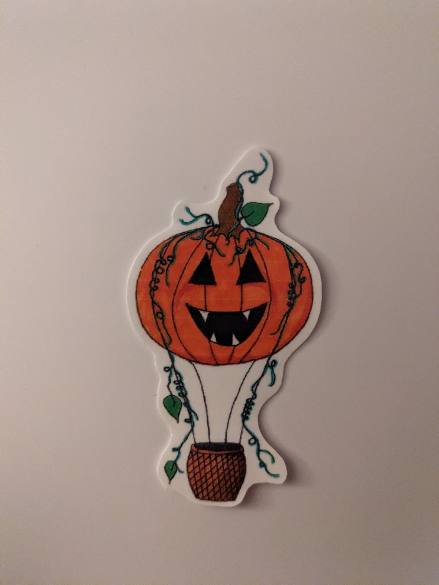 Pumpkin balloon sticker - The Village of the Weird - pumpkin hot air balloon