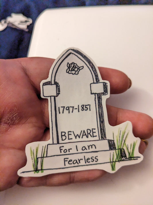 Mary Shelley Tombstone sticker - dark comedy - cemetery stone