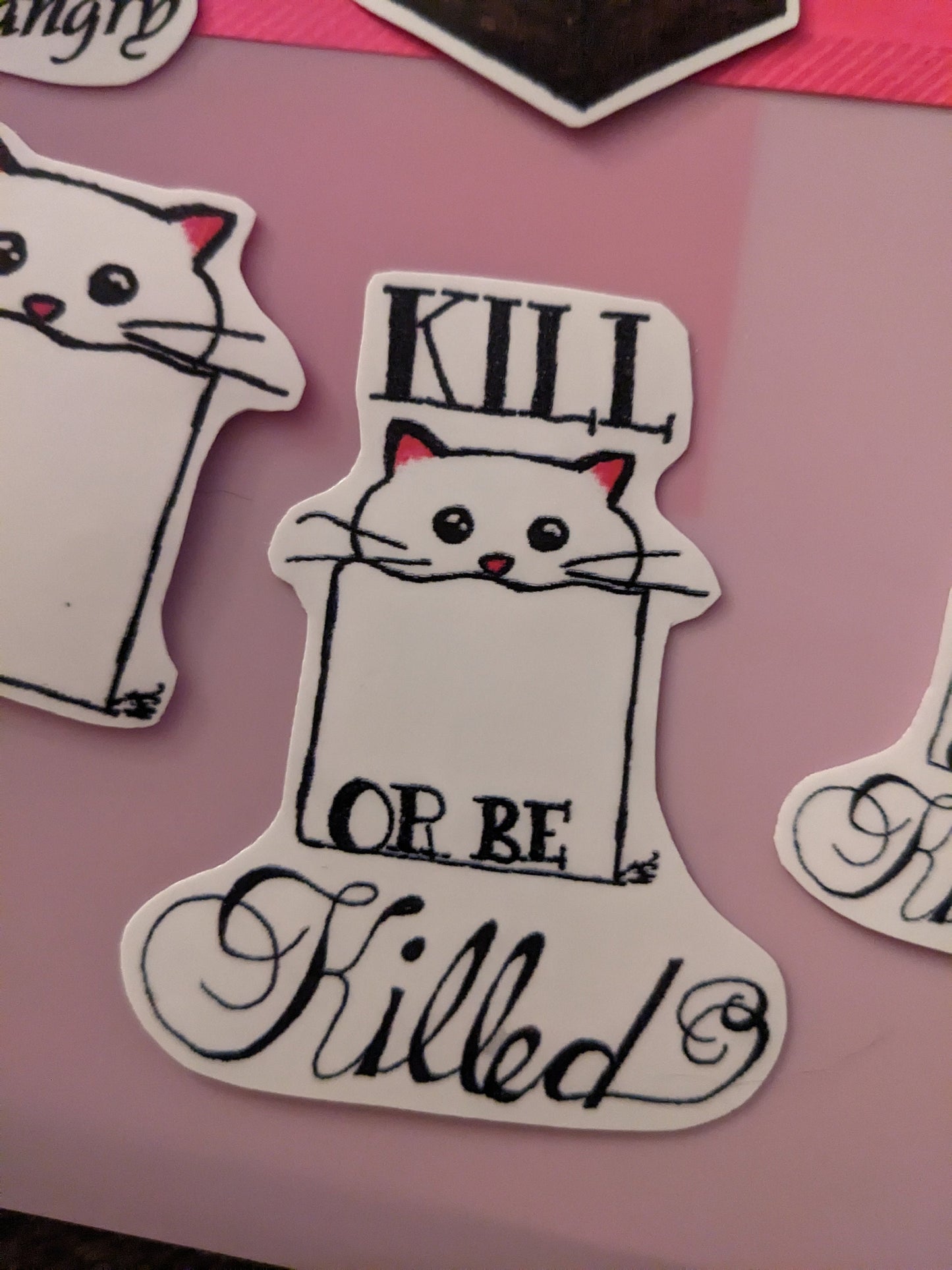 Cat sticker - kill or be killed - dark humor - funny cat - Wednesday Addams