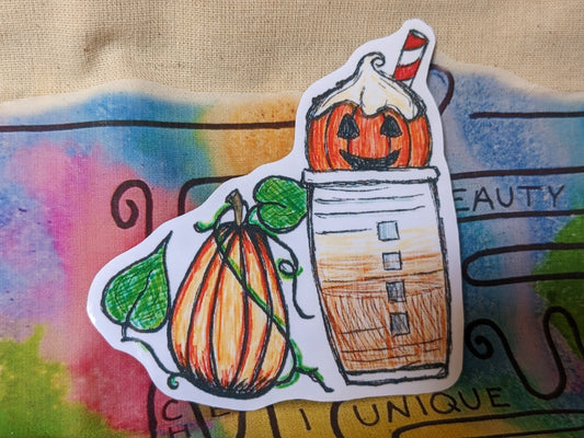 Pumpkin spice latte sticker - pumpkins - iced latte