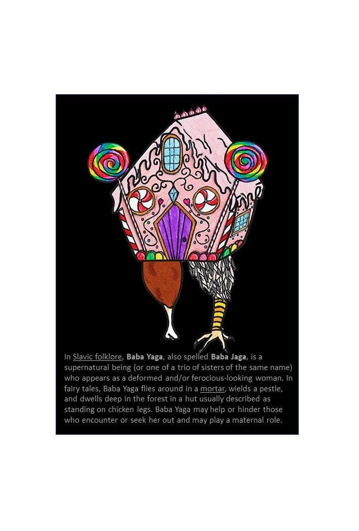 Baba Yaga art print - Witches - Baba Yaga House wall art