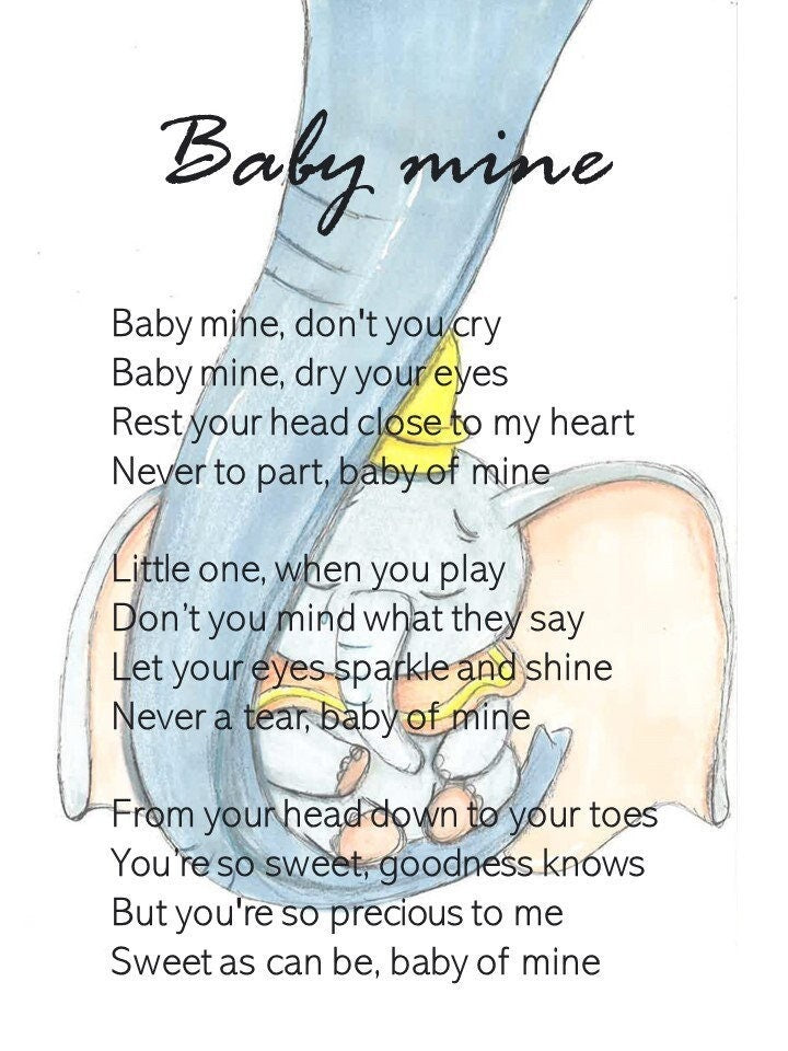 Baby Mine drawing - art print - Dumbo - Mommy and me art