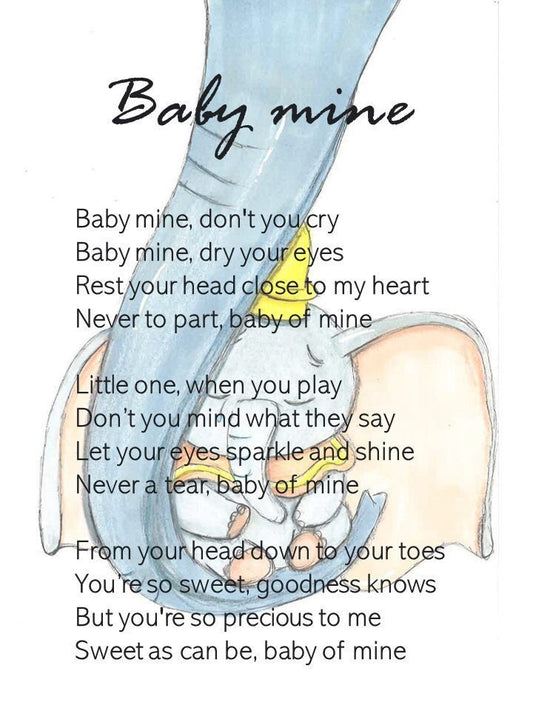 Baby Mine drawing - art print - Dumbo - Mommy and me art