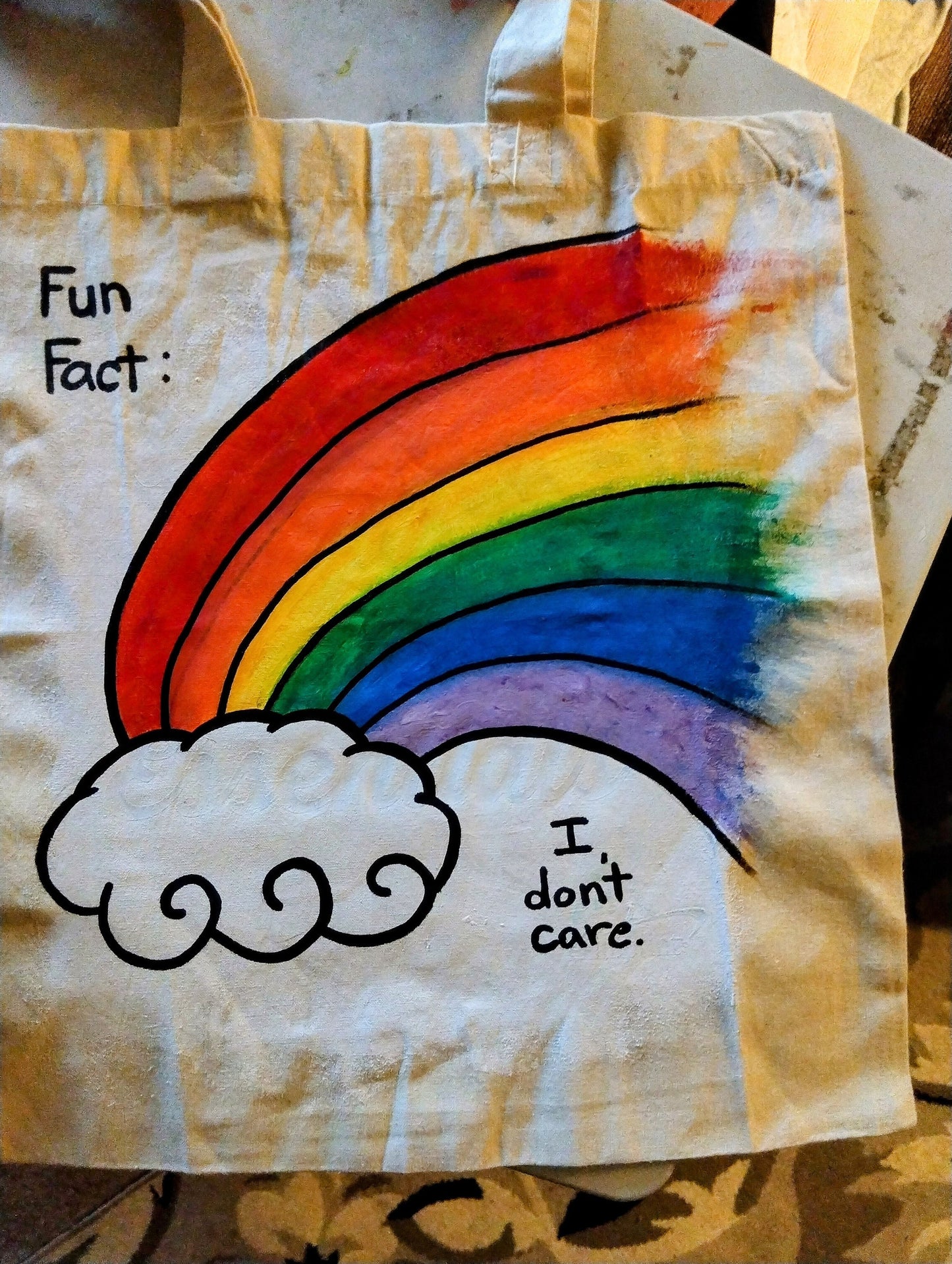 Rainbow Tote - Handpainted - Pride tote