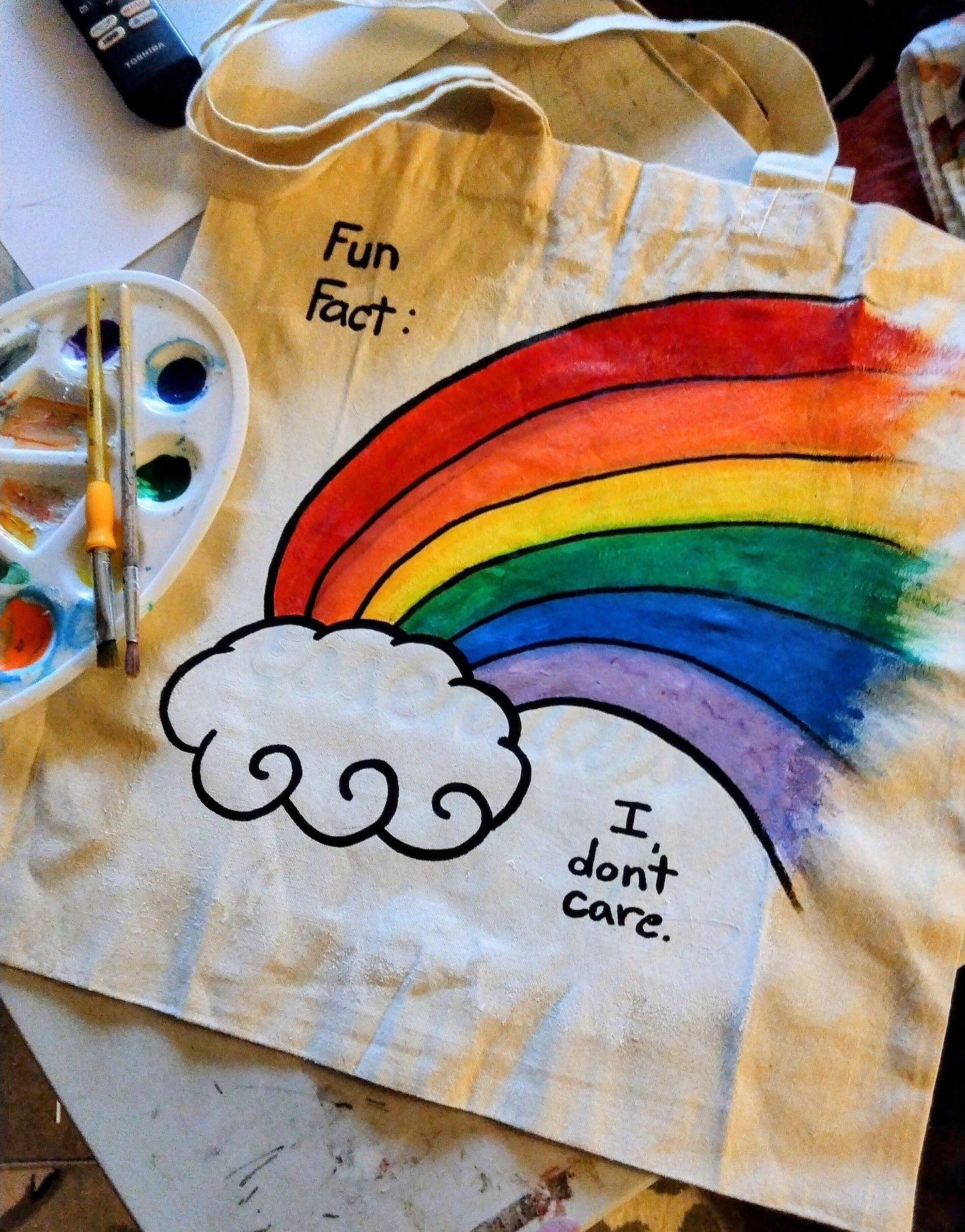 Rainbow Tote - Handpainted - Pride tote