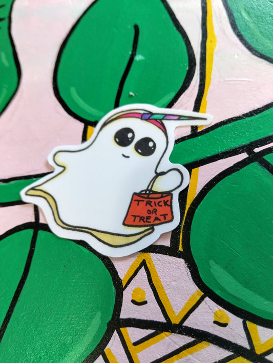 Unicorn Ghost sticker - ghost trick or treating - Halloween sticker