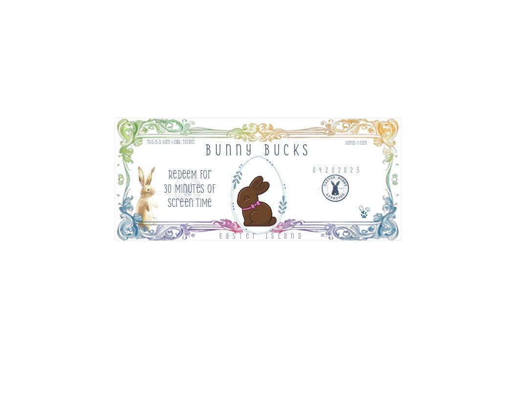 Easter Bunny Bucks Printable - Bunny Bucks - Bunny Money - Activity Coupon