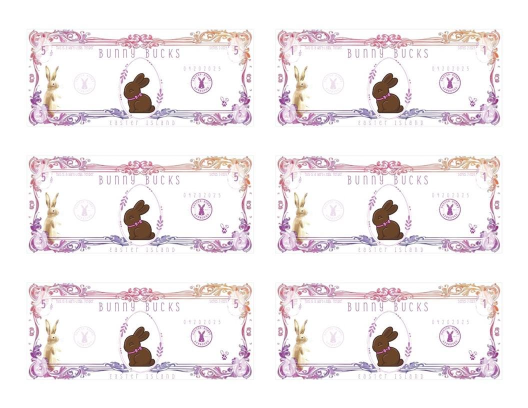 Easter Bunny Bucks Printable - Bunny Bucks - Bunny Money - Monetary