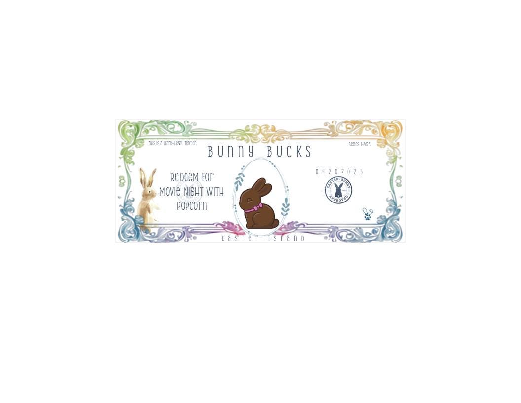 Easter Bunny Bucks Printable - Bunny Bucks - Bunny Money - Activity Coupon